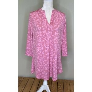 NWT MOUNTAIN MAMAS Floral V Neck Silky Tunic Top